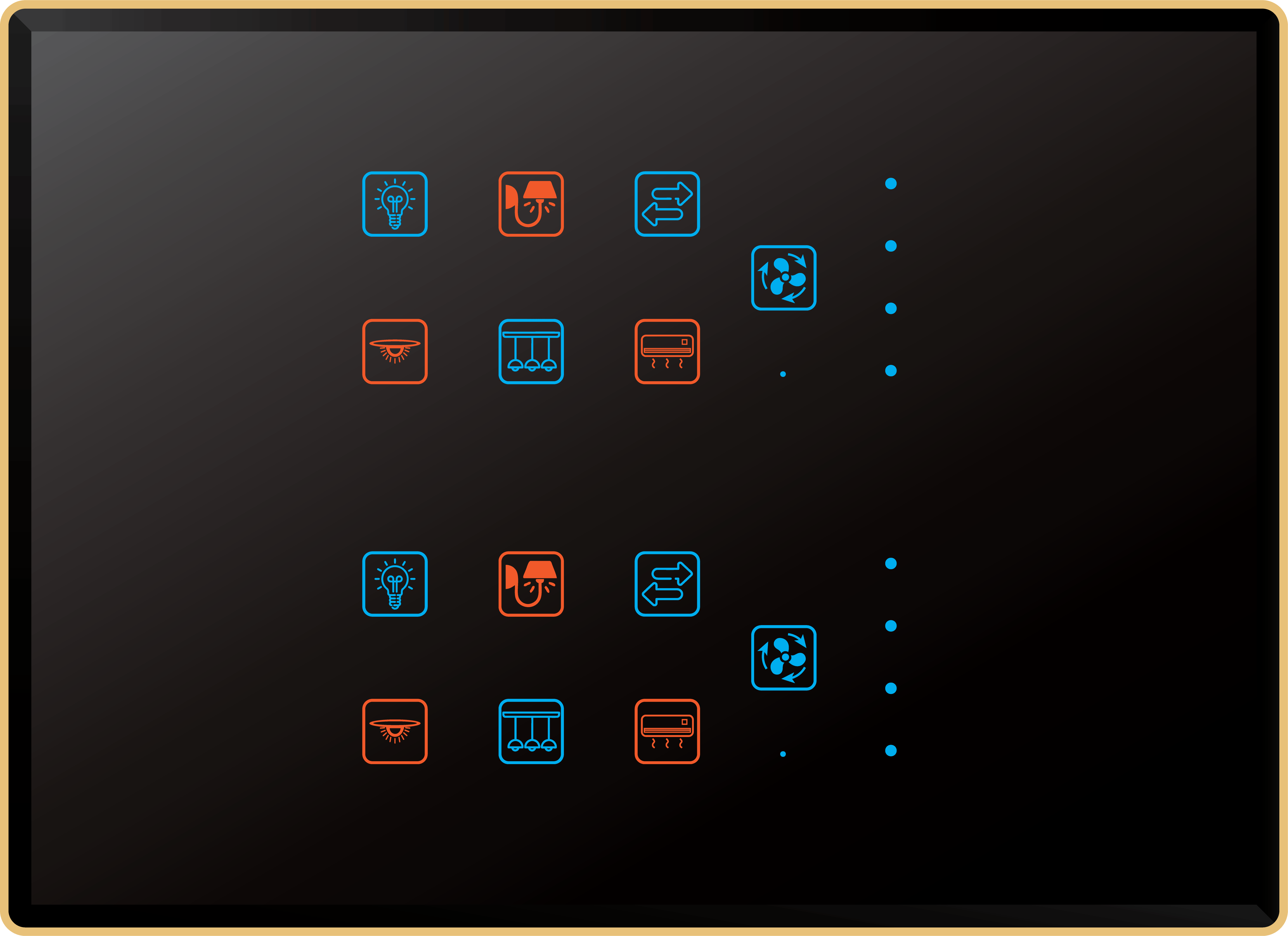 12-switch 2-fan master panel, premium glass