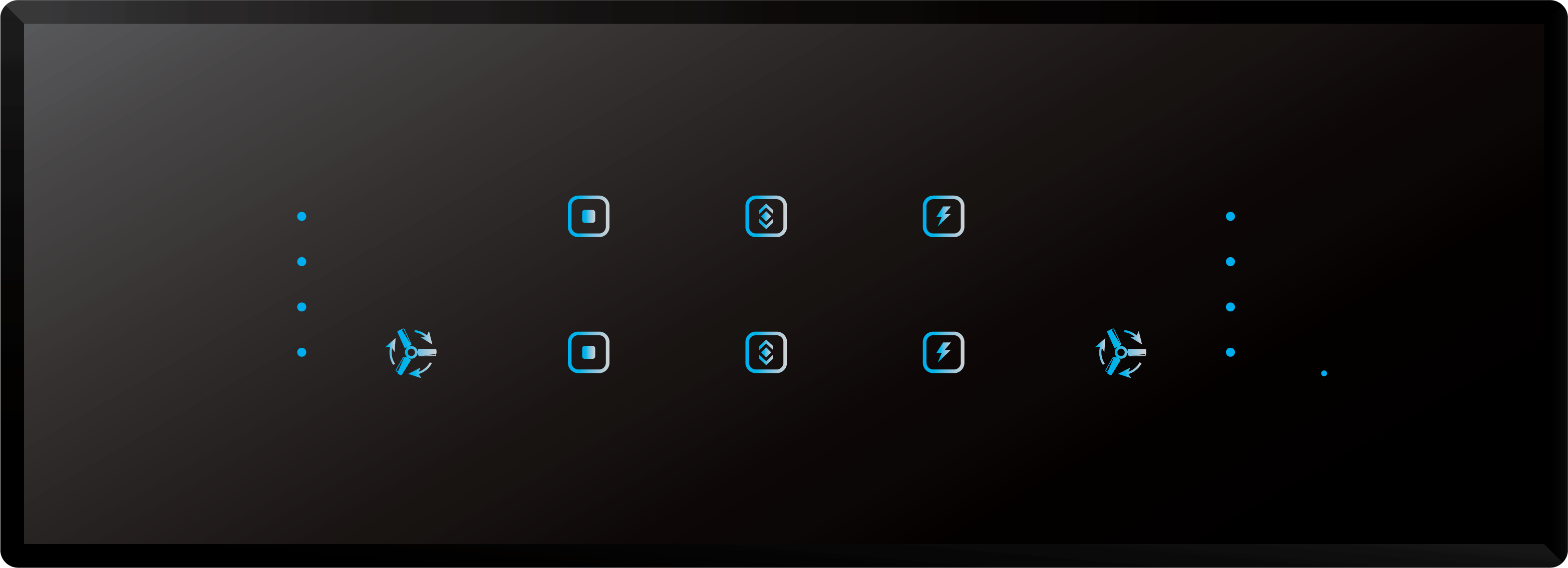 6-switch 2-fan panel, glass black